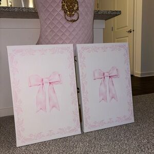 Pink Coquette Bow Wall Art Artwork Canvas 16x24